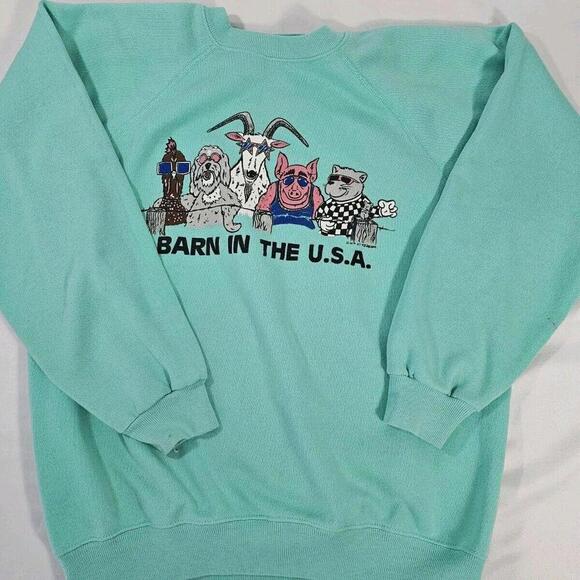 Hanes Other - Vtg Hanes L Mint Crewneck Sweatshirt "Barn In The Usa" Farm Animals '87 80's